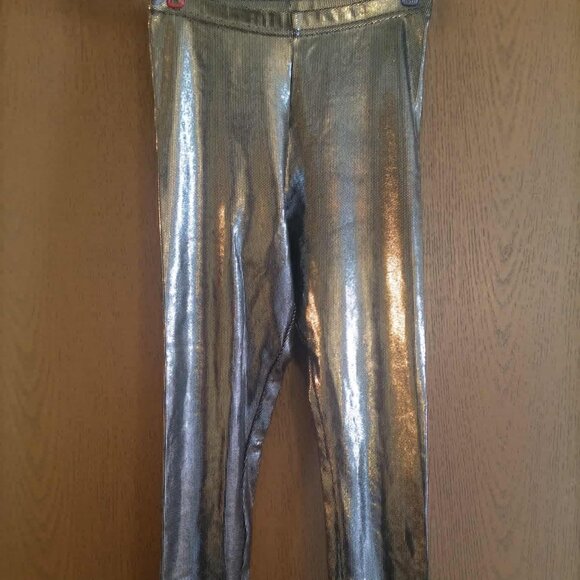 Silver Metallic Leggings Sz M - Picture 1 of 3